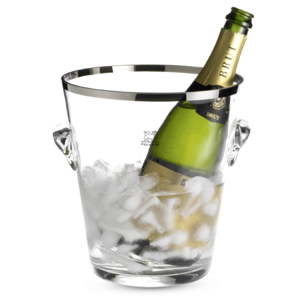 Glass champagne bucket with platinum finish