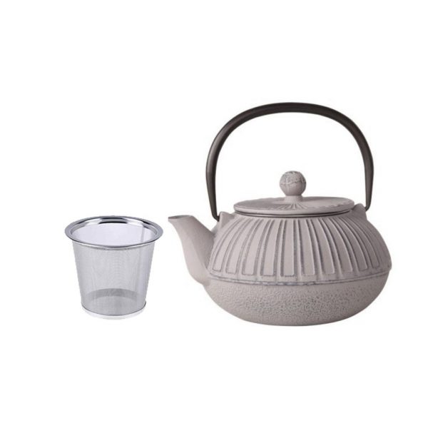 Заварочный чугунный чайник с эмалированным покрытием внутри, серый
