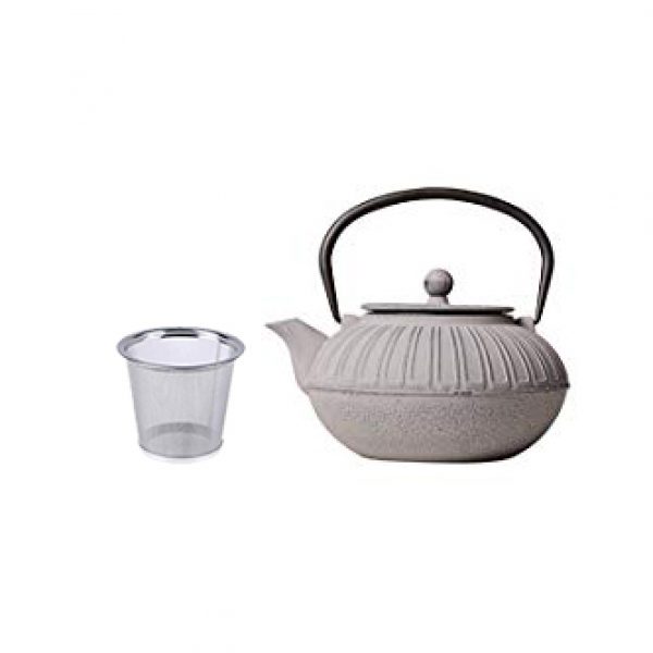 Заварочный чугунный чайник с эмалированным покрытием внутри, светло-серый