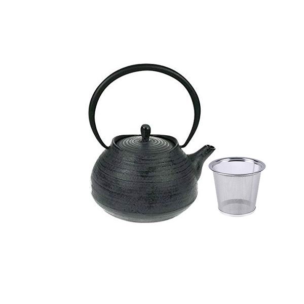Заварочный чугунный чайник с эмалированным покрытием внутри, тёмно-серый