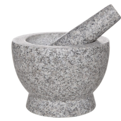 Mortar + pestle. Granite.
