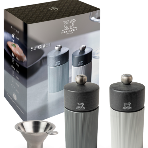 So chic. Salt and Pepper Mill Set with Compact Funnel.